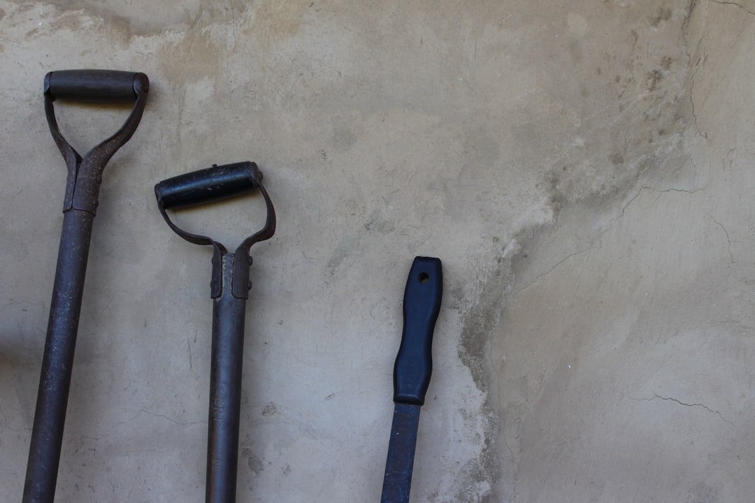 garden tools laid out